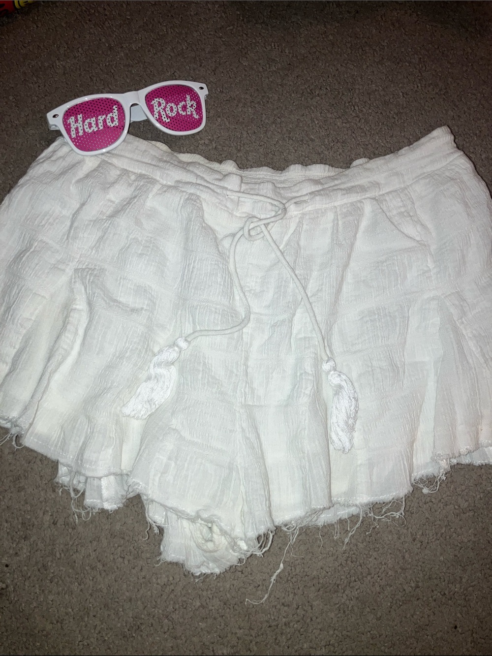 White Gauze Flowy Shorts